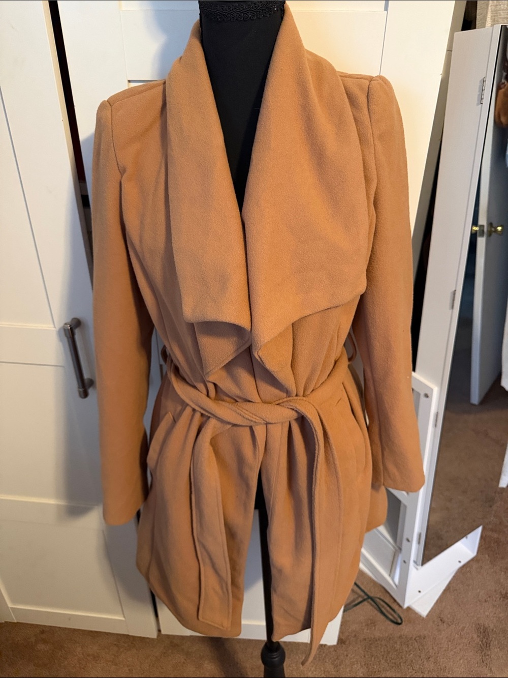 Love Tree Camel Trench Coat with Tie Belt